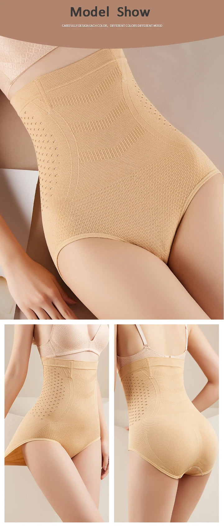 High Waist Flat Belly Slimming Panties Seamless Women's Panties Sexy Hollow Breathable Underwear Cotton Briefs Body Shaper Panty