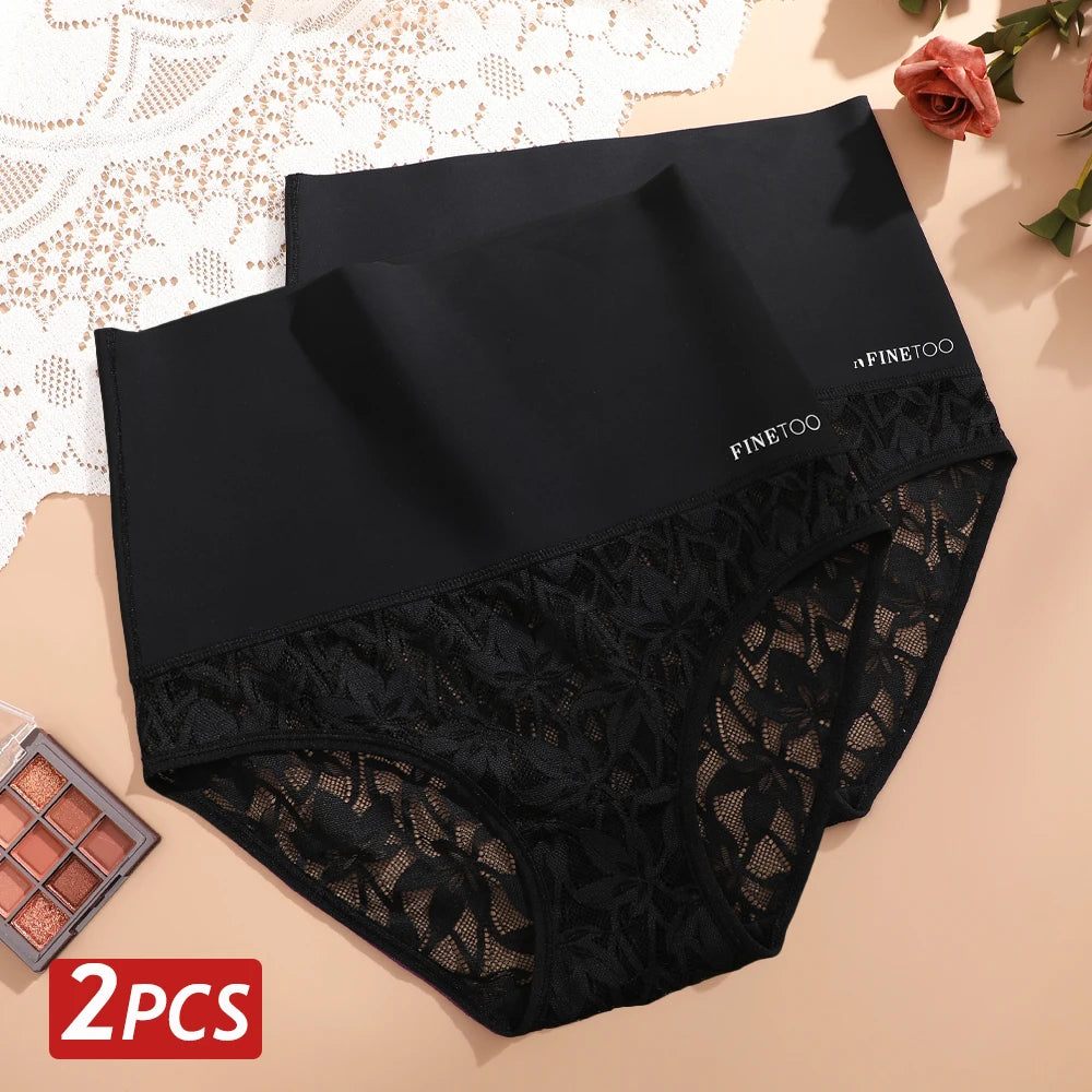 2PCS/Set Women High Waist Shapewear Panties Seamless Slimming Briefs Female Butt Lifter Tummy Underwear Hollow Breathable Panty