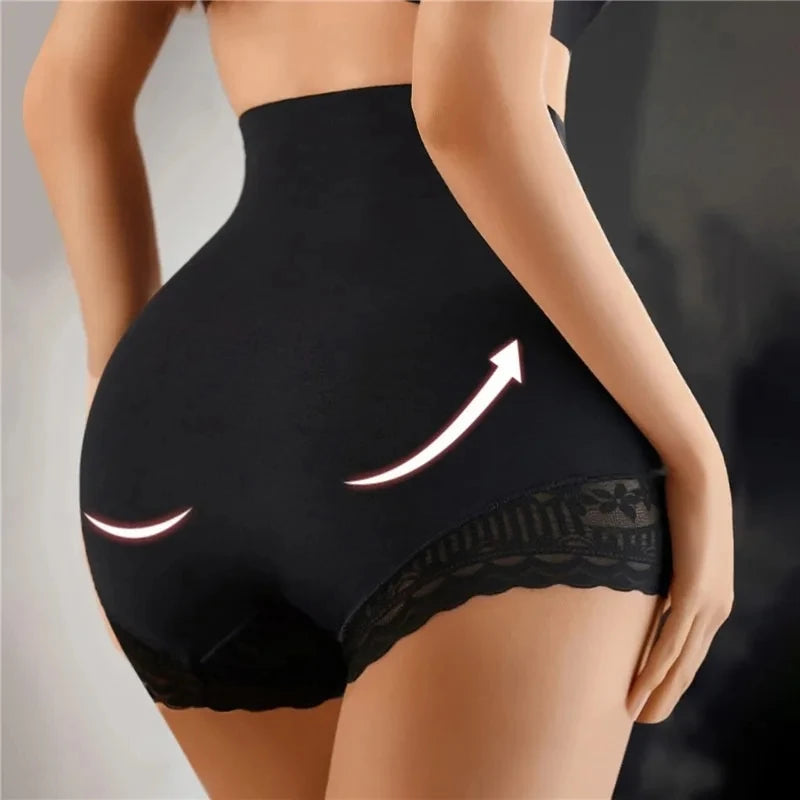 Women High Waist Control Panties Seamless Shapewear Briefs With Lace Slimming Shorts Flat Belly Shaping Postpartum Underwear