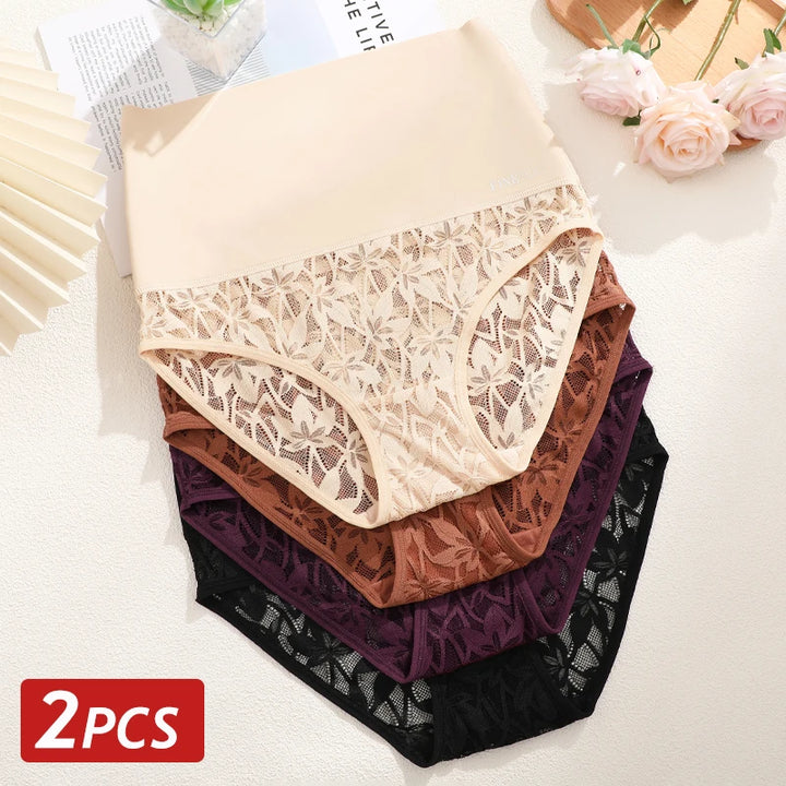 2PCS/Set Women High Waist Shapewear Panties Seamless Slimming Briefs Female Butt Lifter Tummy Underwear Hollow Breathable Panty
