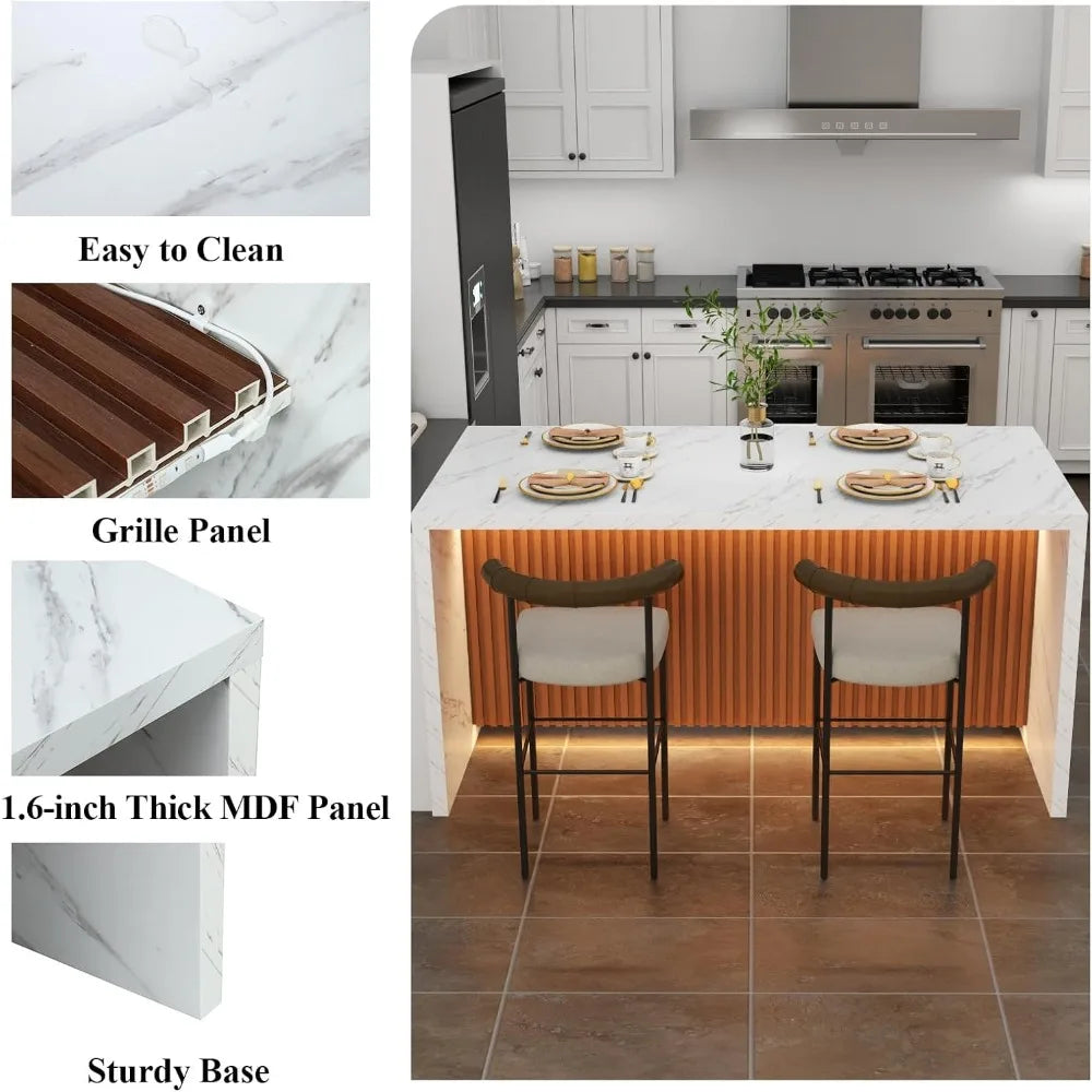 63 Inch Large Marble Dining Table