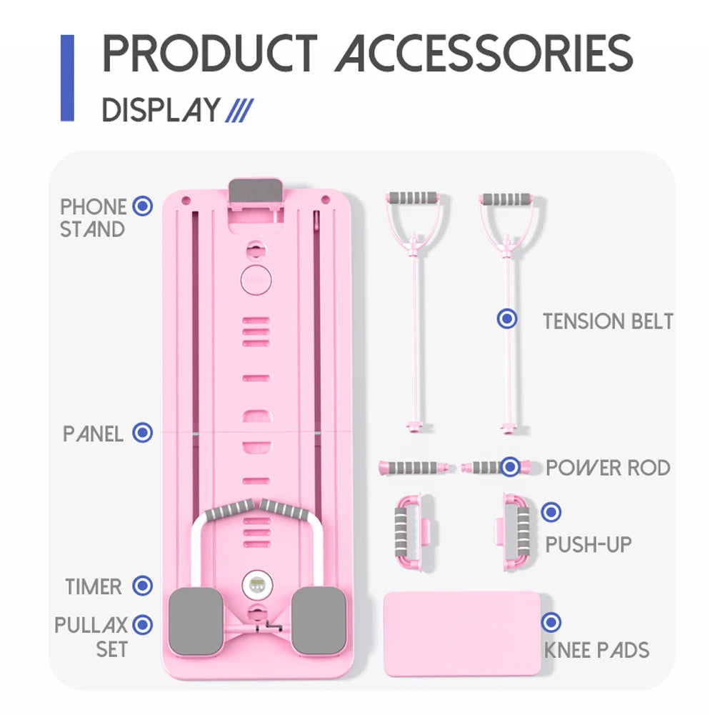 Abdominal Exercise Board with Timer Fitness Board Push-up Bar Leg & Arm Training Multifunctional Pilates Reformer Set Equipment