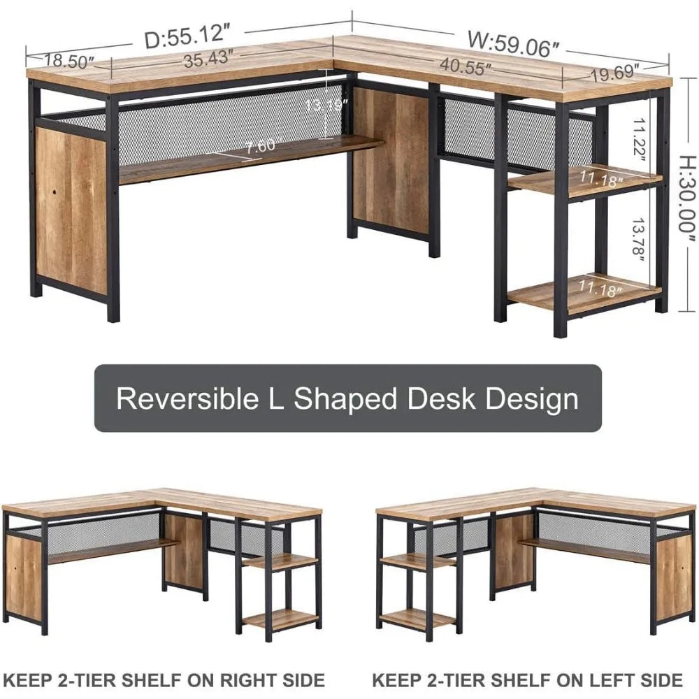 Industrial Office Desk with Storage