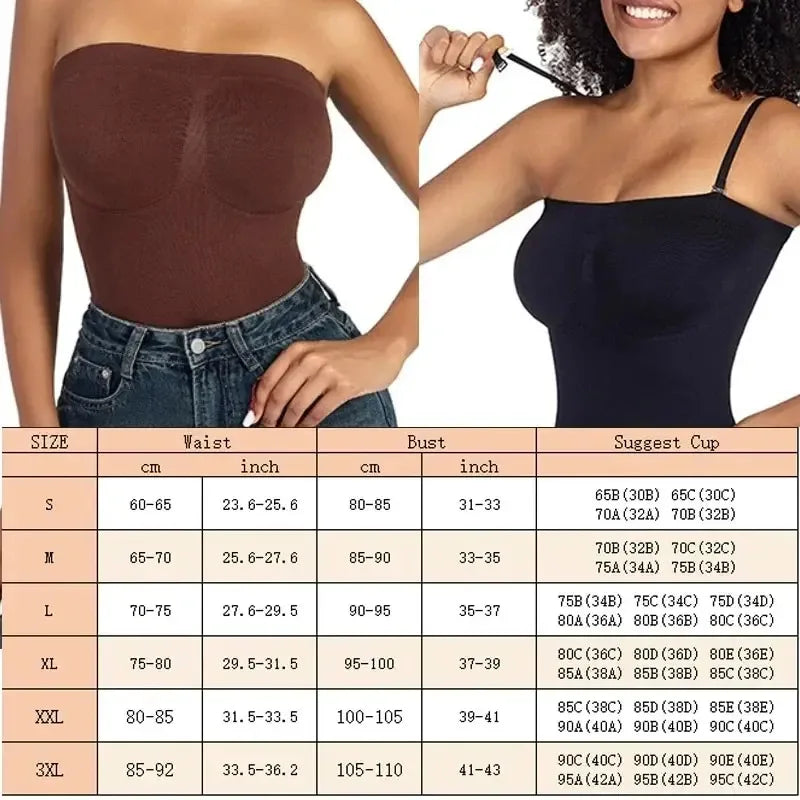 Strapless Bodysuit Women Thongs Shapewear Bustier Tube Tops Tummy Control Body Shaper Waist Trainer Butter Lift Skinny Underwear