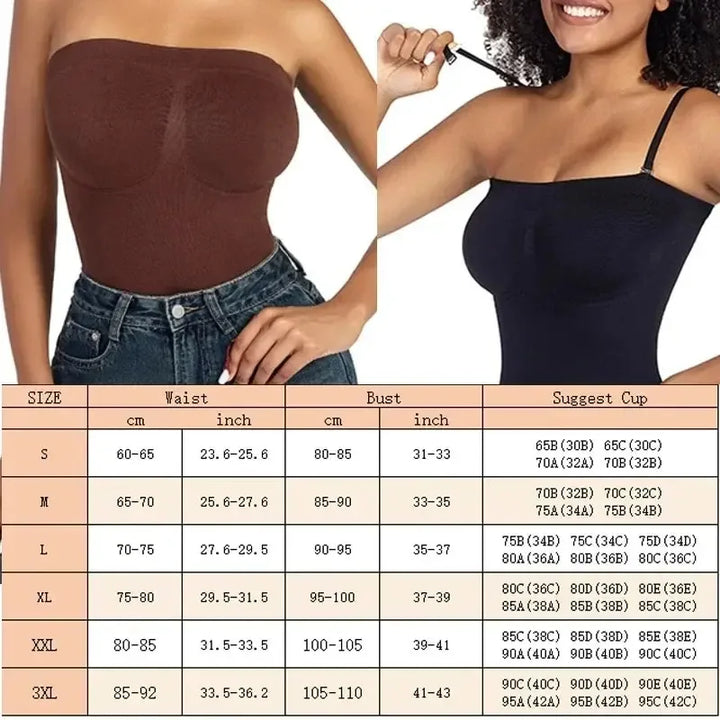 Strapless Bodysuit Women Thongs Shapewear Bustier Tube Tops Tummy Control Body Shaper Waist Trainer Butter Lift Skinny Underwear