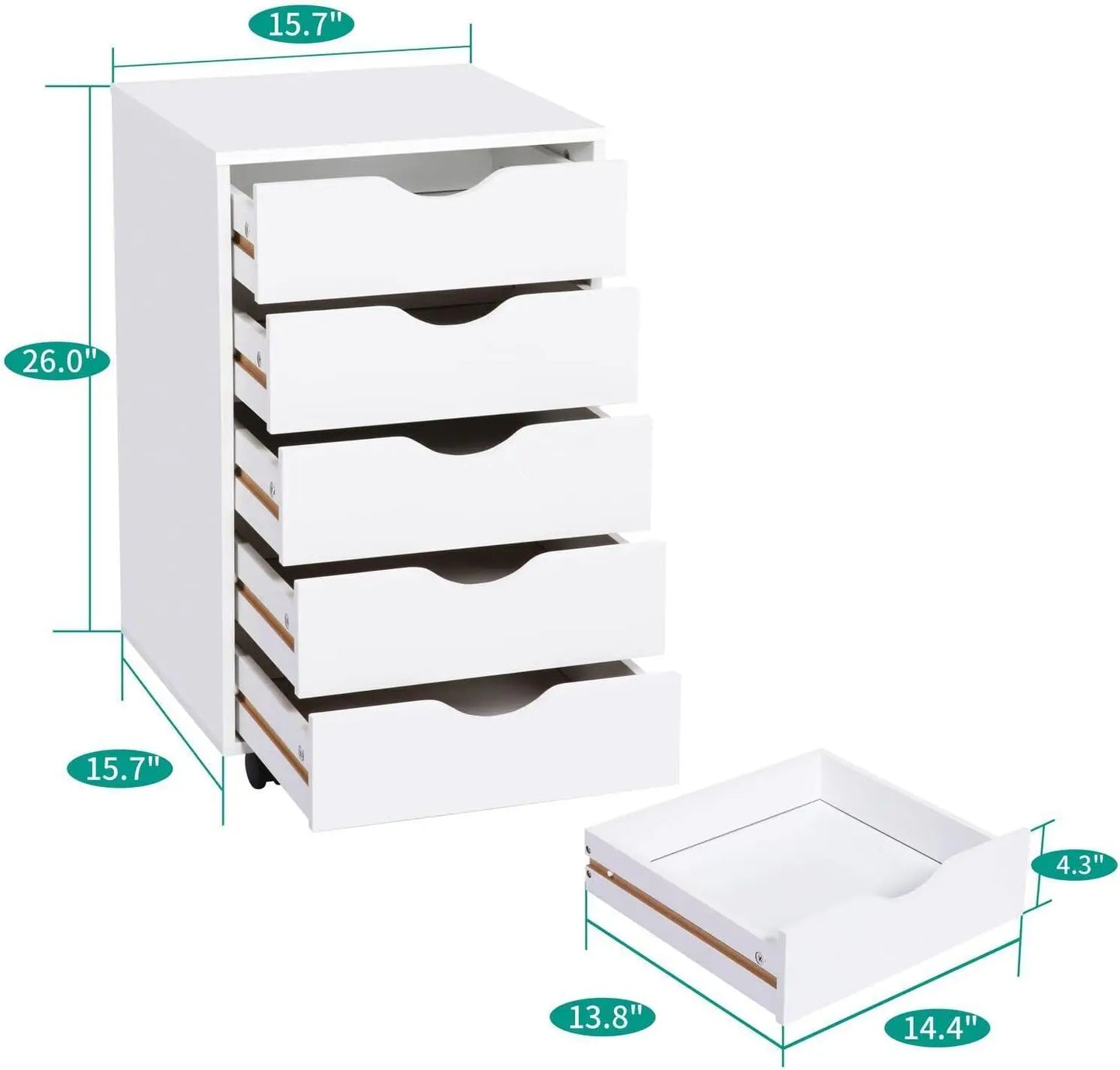 5-Drawer Tall Dresser with Wheels