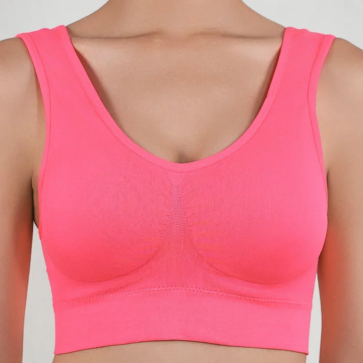 Women Breathable Sports Bra Absorb Sweat Shockproof Padded Gym Running Fitness Double Layer Seamless Yoga Sports Bras Underwear