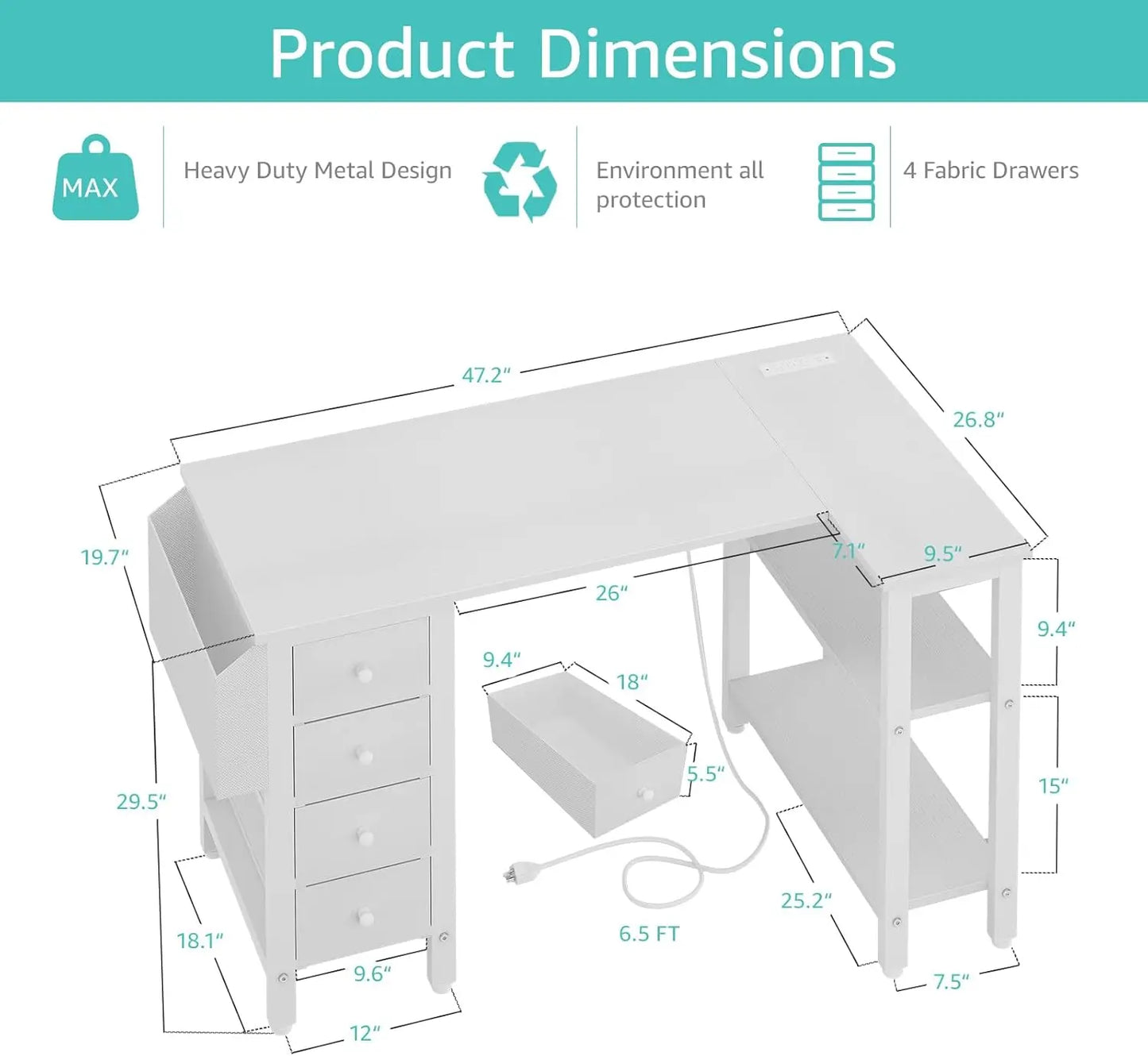 White L Shaped Office Desk