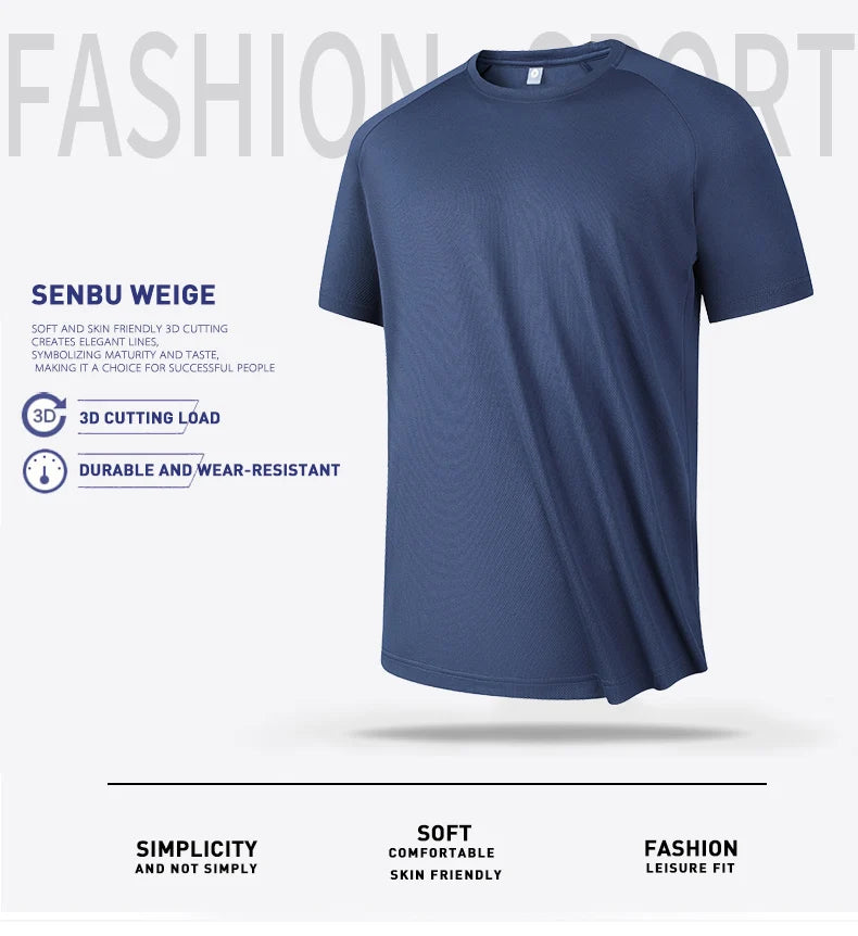 High quality men breathable fast drying running sports fitness breathable comfortable short sleeve T-shirt casual light Gym Tops