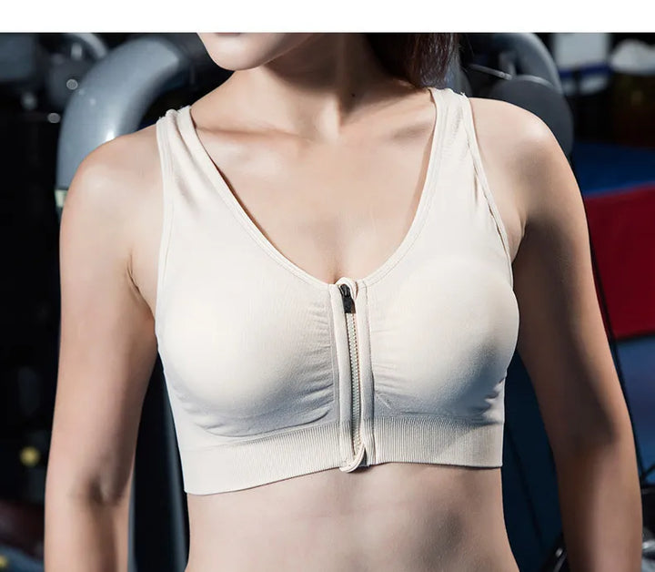 Front Zipper Sport Bra Gym top Breathable Brassiere Yoga Workout Running Vest Women's Underwear Shockproof Running Fitness Bra