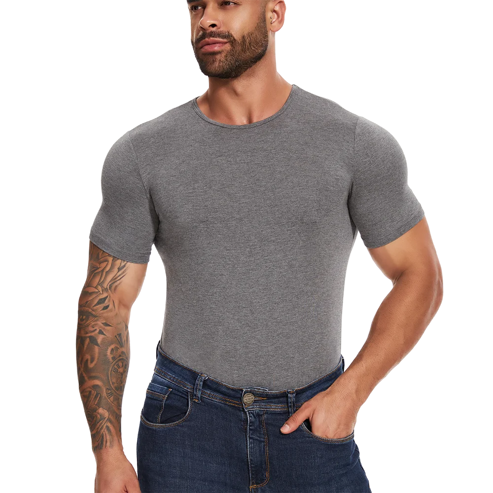 Mens Short Sleeve Full Body Shaper Bodysuit Tummy Control Romper Pajamas Waist Trainer Slimming Shapewear Underwear Undershirts
