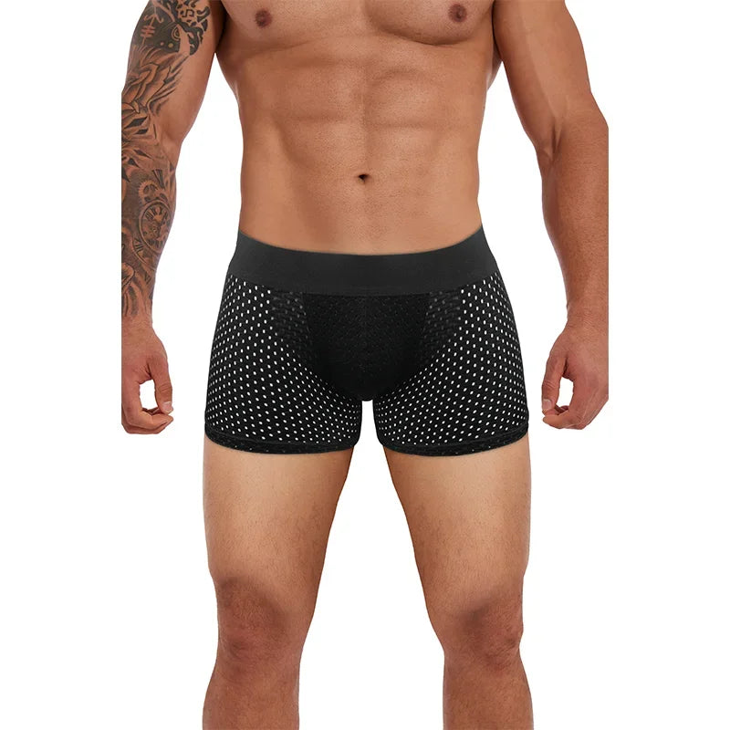 Men's Sexy Boxer Fake Butt Hip Lifter Enhancer Short Removable Padded Underwear Soft Shapewear High Stretch Underpant Mesh Brief