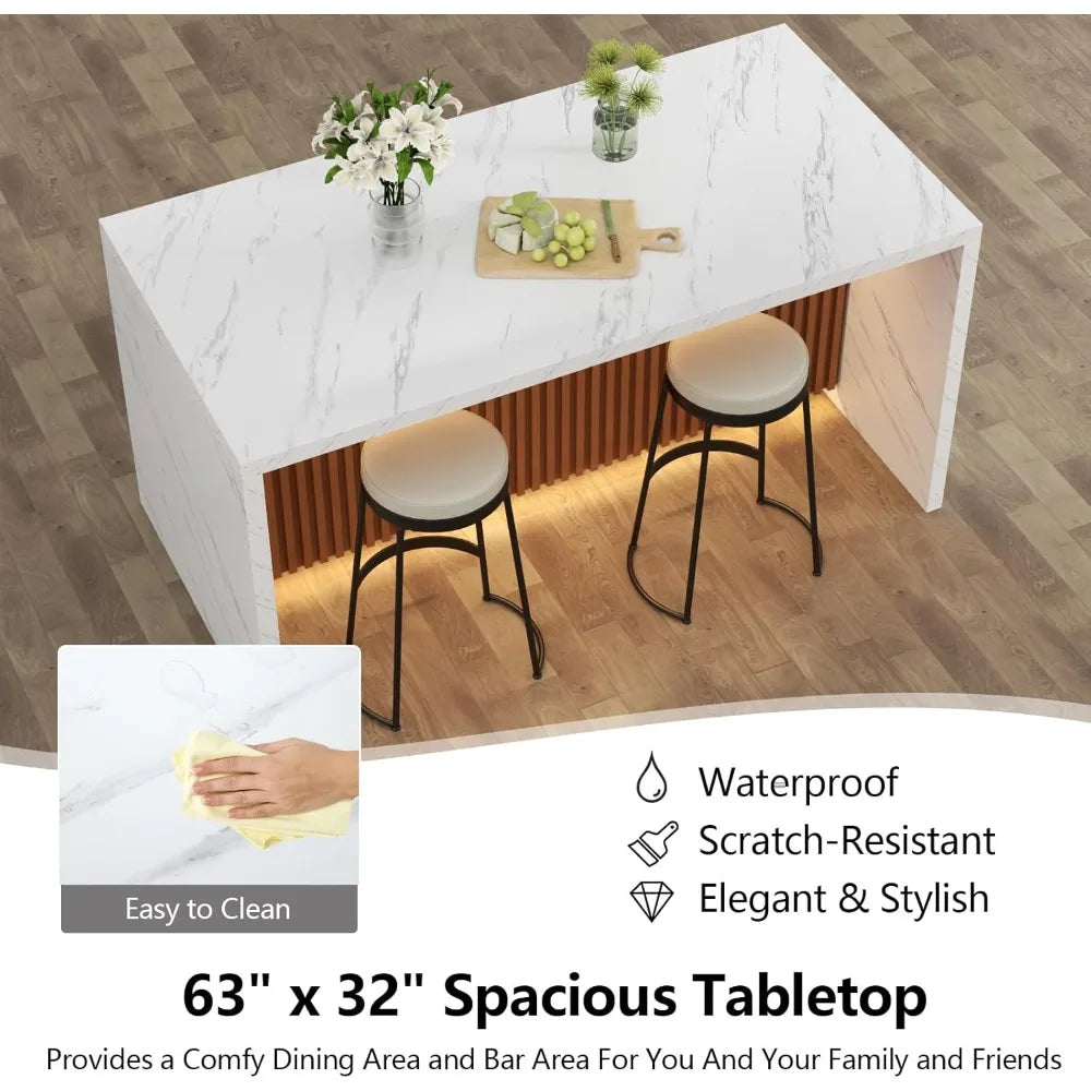 63 Inch Large Marble Dining Table
