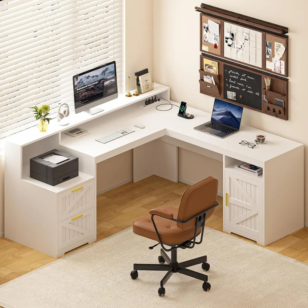 Farmhouse L-Shaped Office Desk