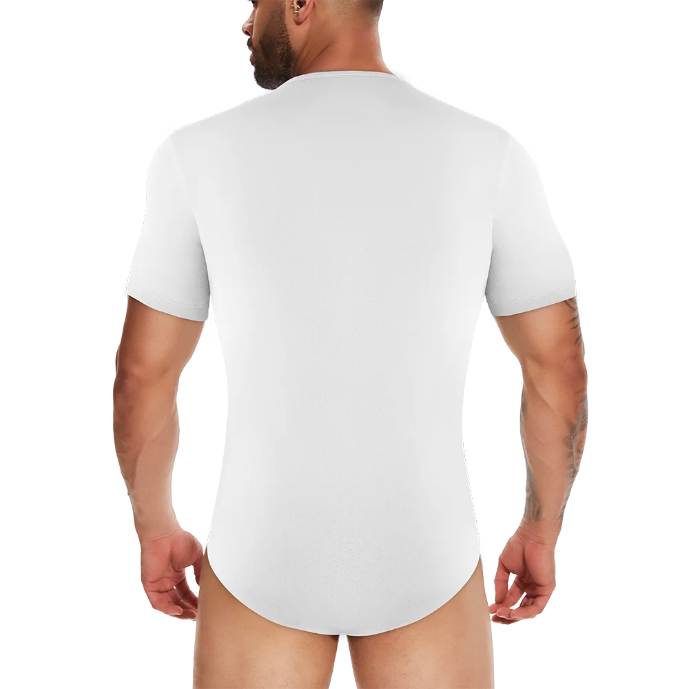 Mens Short Sleeve Full Body Shaper Bodysuit Tummy Control Romper Pajamas Waist Trainer Slimming Shapewear Underwear Undershirts