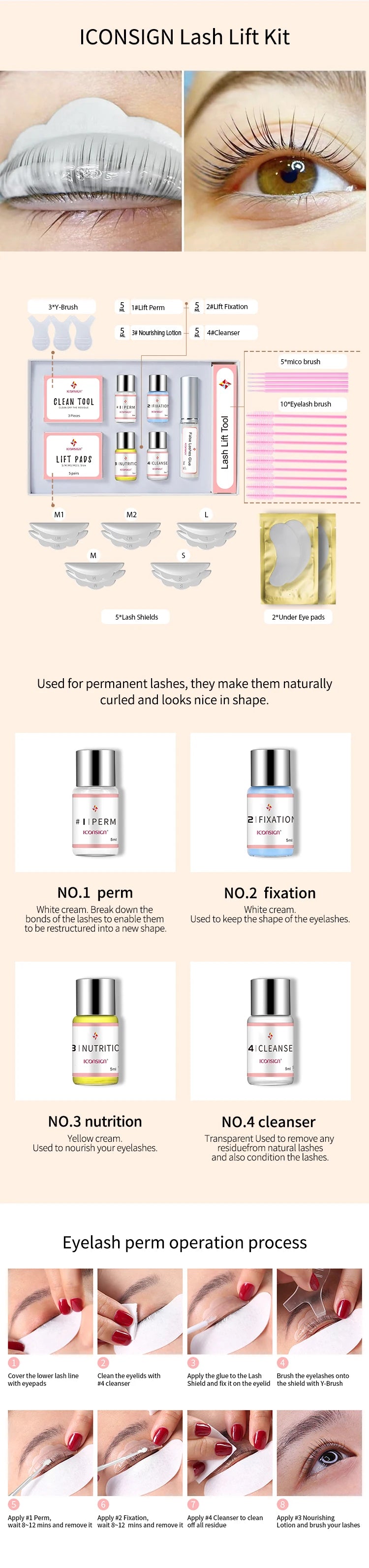 ICONSIGN Upgrade Version Lash Lift Kit and New Eyelash Eyebrow Tint Kit Eyelash Lifting Dye Eyelash Brow Beard Eye Makeup Tools