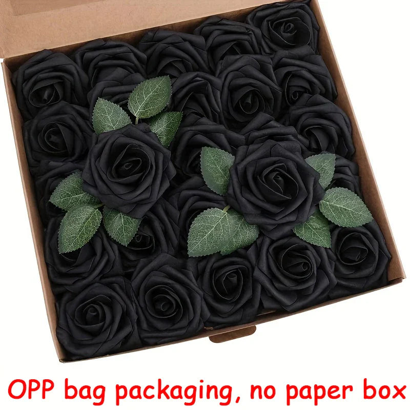 25PCS Artificial Roses with Stems for DIY