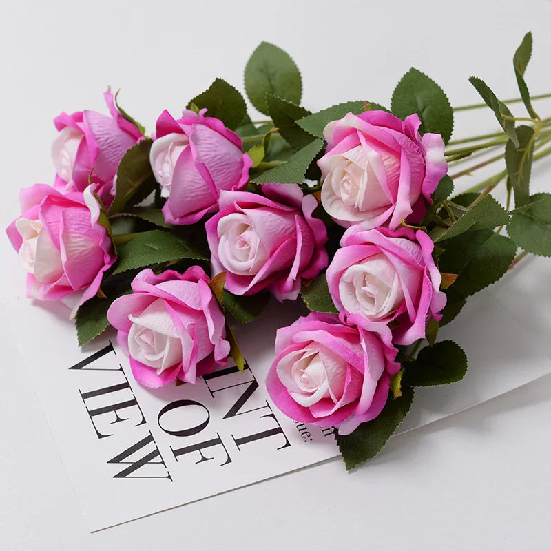 Artificial Red Rose Flower Branches