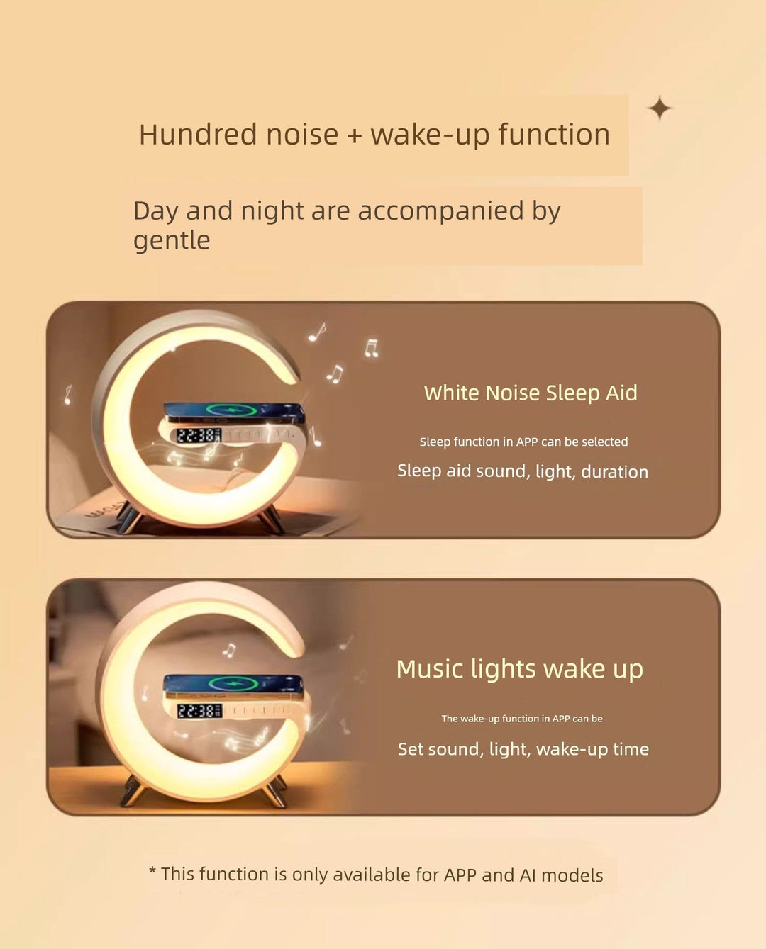 Bluetooth Audio Small Night Lamp Wireless Charger Bedroom Bedside Sleeping Atmosphere Fancy Birthday Gift for Girls Christmas