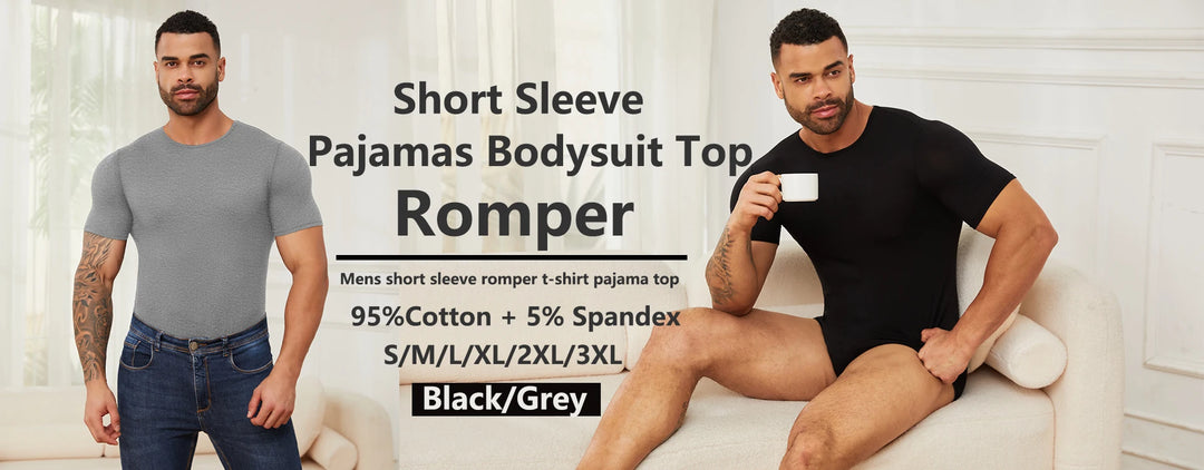 Mens Short Sleeve Full Body Shaper Bodysuit Tummy Control Romper Pajamas Waist Trainer Slimming Shapewear Underwear Undershirts