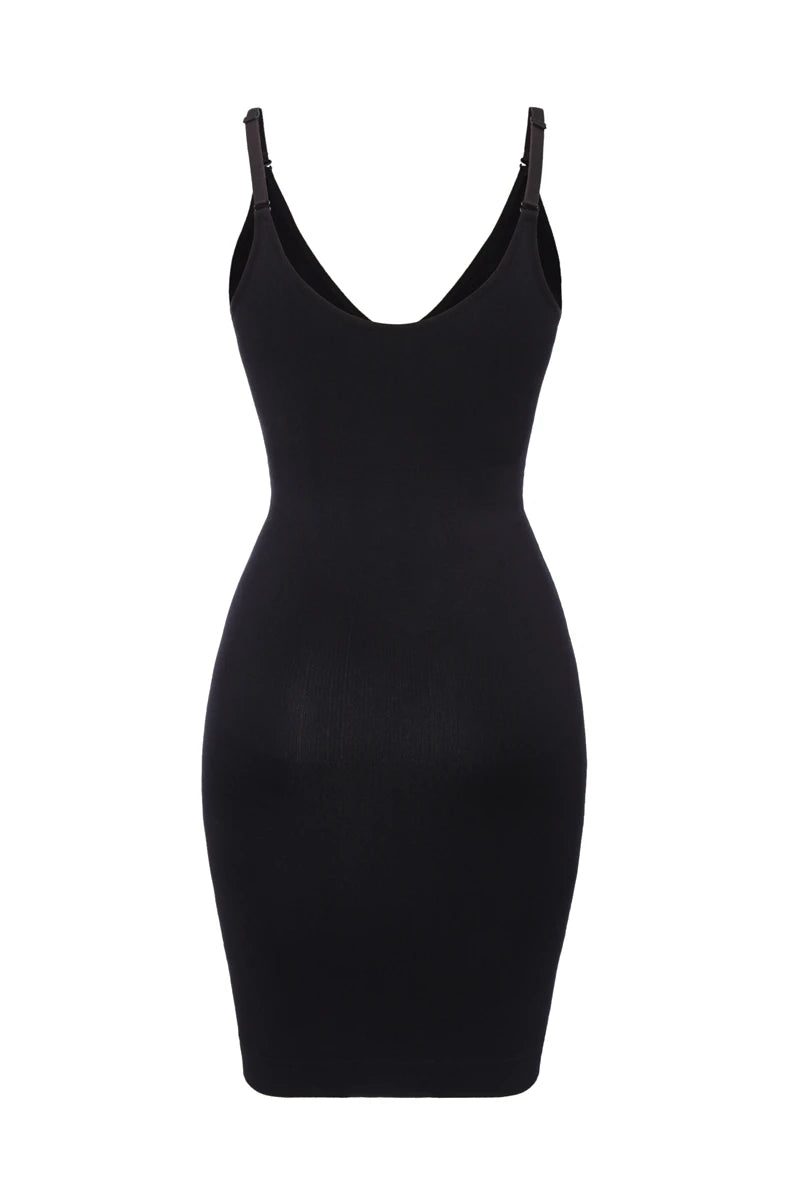 Sexy Full Slip Shapewear Women Dress V Neck Bodycon Underwear Smooth Compression Body Shaper Slimming Waist Abdomen Belly Corset