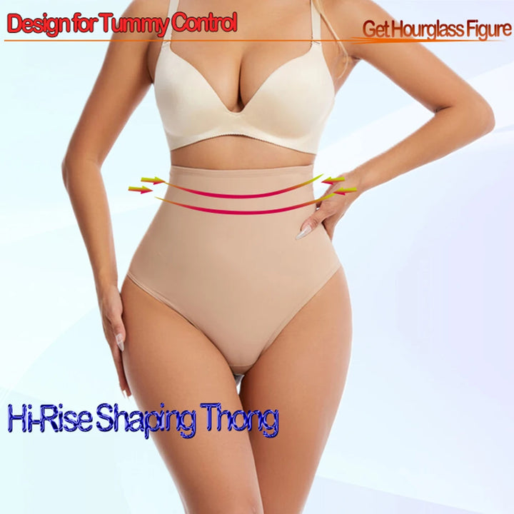 Women Thong Shapewear High Waist Body Shaper Tummy Control Stretch Black Sexy Slimming Underwear Smooth Body Nude T-Back Brief