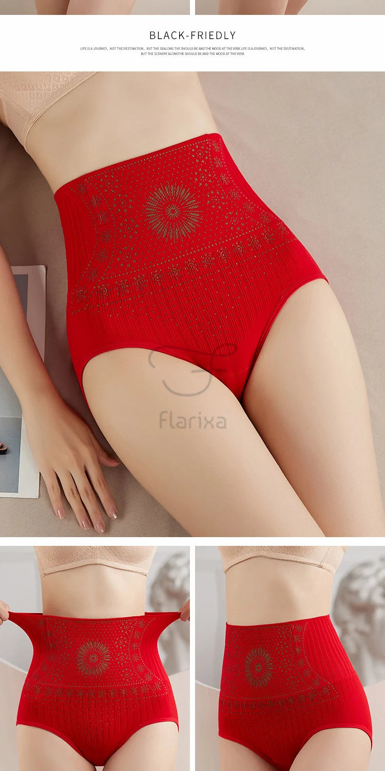 Flarixa High Waist Seamless Shaping Briefs Slimming Panties Women Faja Postpartum Abdominal Pants Body Shaper Underwear Slimmer