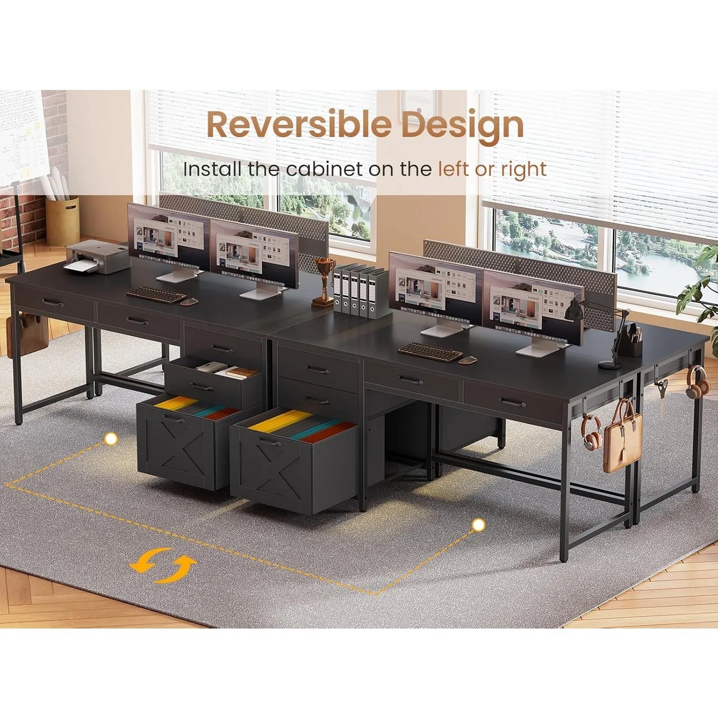 Office Desk with 5 Fabric Drawers