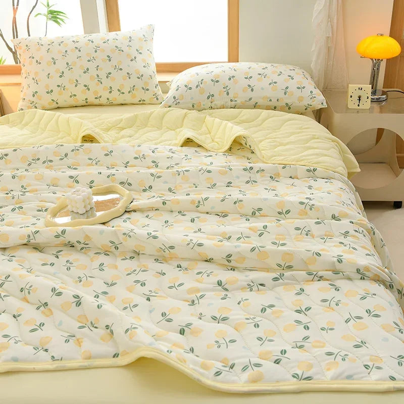 New Florals Spring Summer Blanket for Single Double Soft Skin-friendly Quilt Breathable Comfortable Air Conditioning Comforter