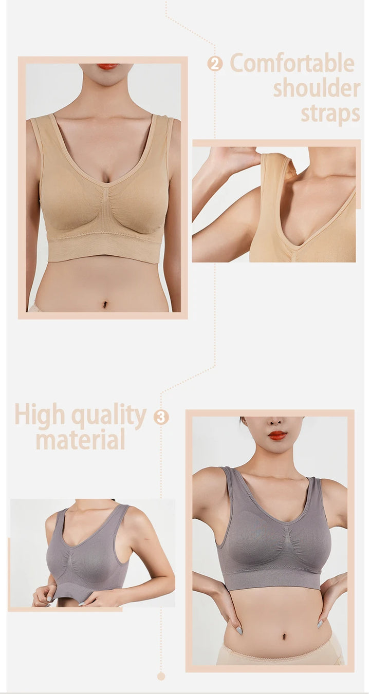 Women Breathable Sports Bra Absorb Sweat Shockproof Padded Gym Running Fitness Double Layer Seamless Yoga Sports Bras Underwear