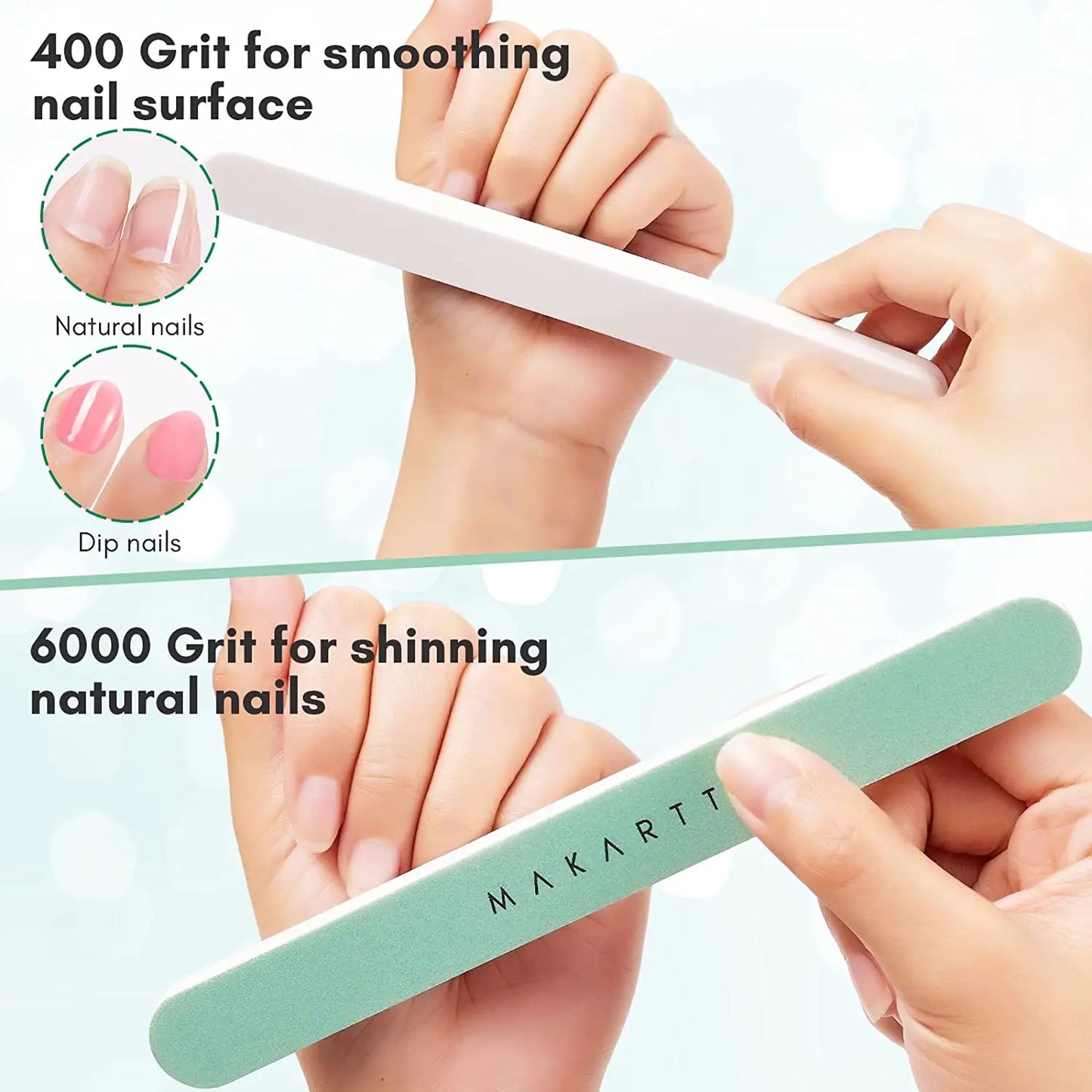 Makartt Fine Nail Buffer Block Shiny Nails Sponge 10PCS Natural Nail Polisher for Natural Nails Nail File 400 and 6000 Grit