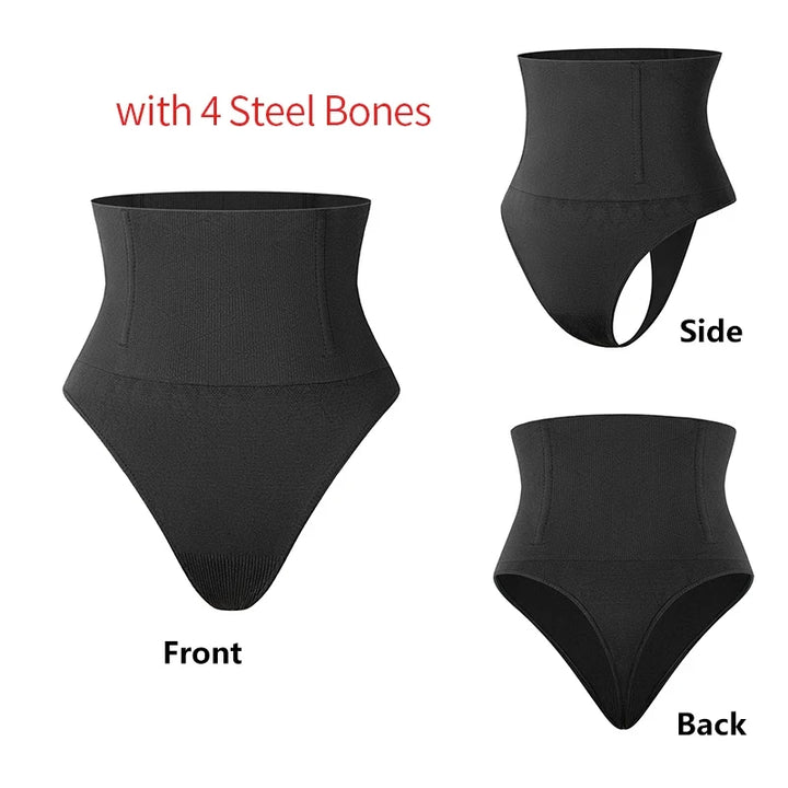 High Waist Body Shaper Thongs Shapewear for Women Panties Tummy Control Slimming New Underwear Nude Black T-Back Brief