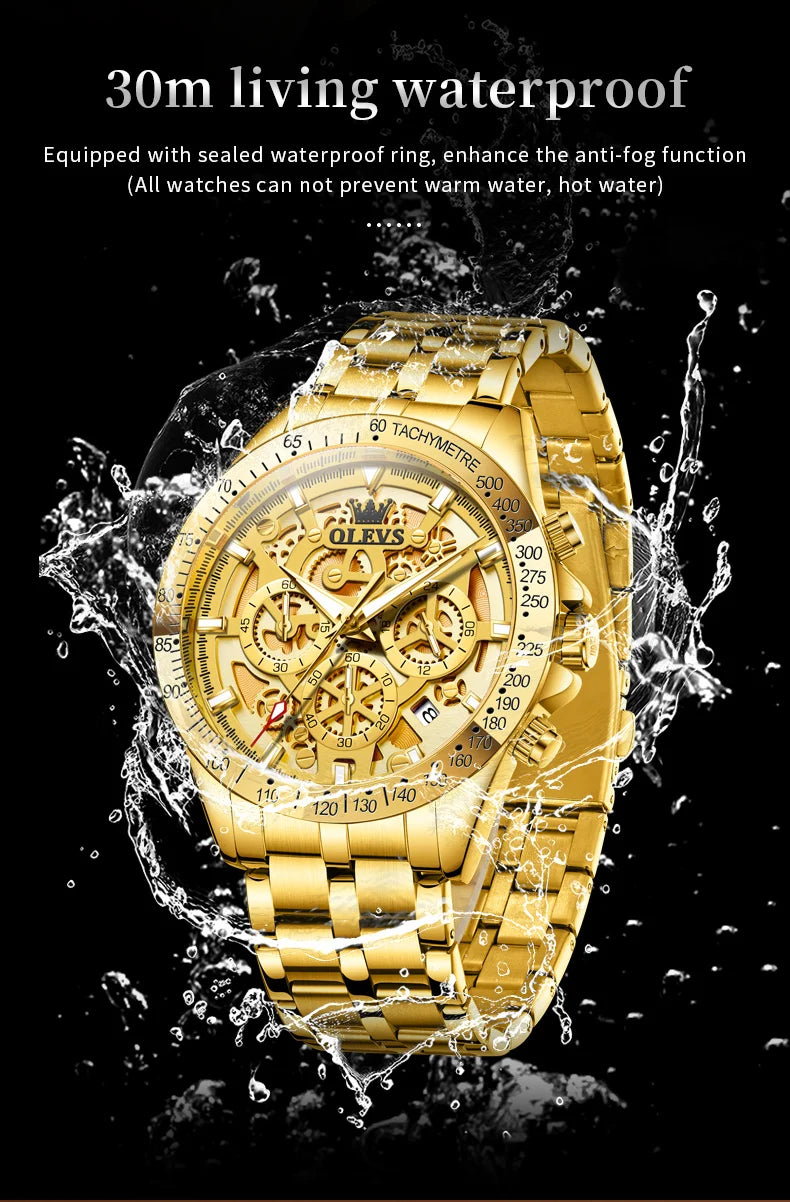 OLEVS 9913 New Mens Watch Original Quartz Watch Waterproof Luminous Watches For Men Multifunctional Chronograph Mens Gifts Reloj