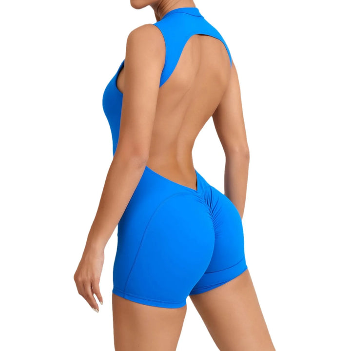 Women Sexy V Back Scrunch Sports Jumpsuit Women Gym Bodysuits Backless Workout One-Piece Suit Sportswear Fitness Short Rompers