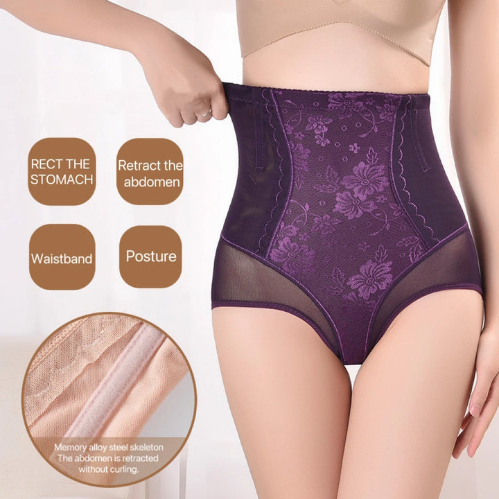 1pcs Women Belly Shaping Briefs Lace High Waist Abdomen Lifting Hip Pants Thin Slimming Panties Postpartum Shaper Underwear