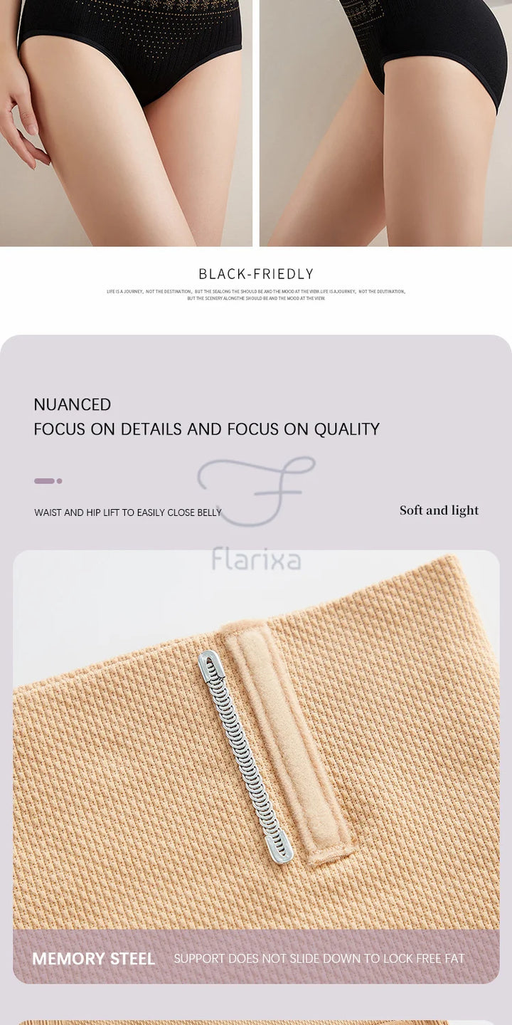 Flarixa High Waist Seamless Shaping Briefs Slimming Panties Women Faja Postpartum Abdominal Pants Body Shaper Underwear Slimmer