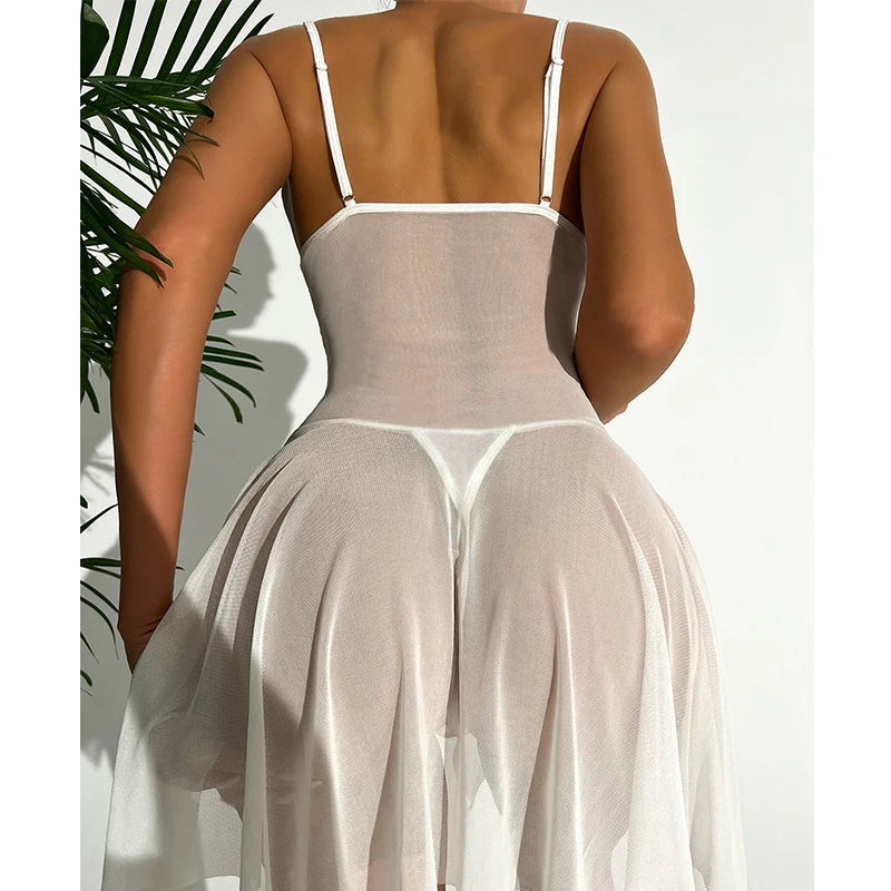 Summer Sling Women Pajamas Dress Temptation Sexy Lingerie Lace Tight Corset Babydolls Transparent Erotic Sleepwear Underwear Set