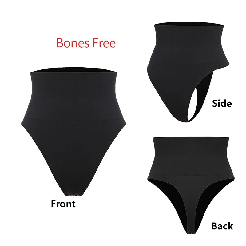 High Waist Body Shaper Thongs Shapewear for Women Panties Tummy Control Slimming New Underwear Nude Black T-Back Brief