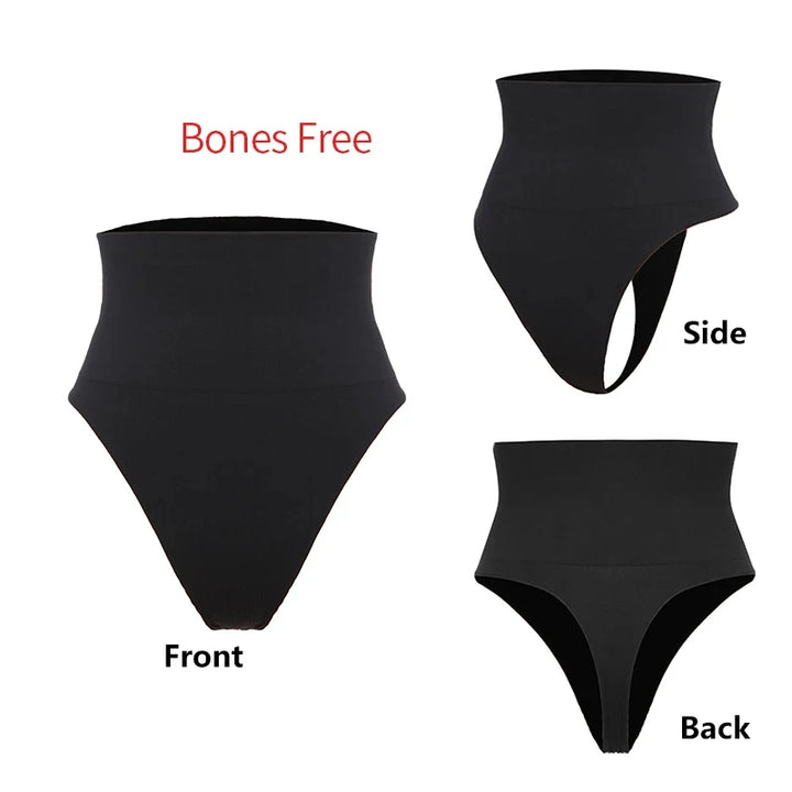 High Waist Body Shaper Thongs Shapewear for Women Panties Tummy Control Slimming New Underwear Nude Black T-Back Brief