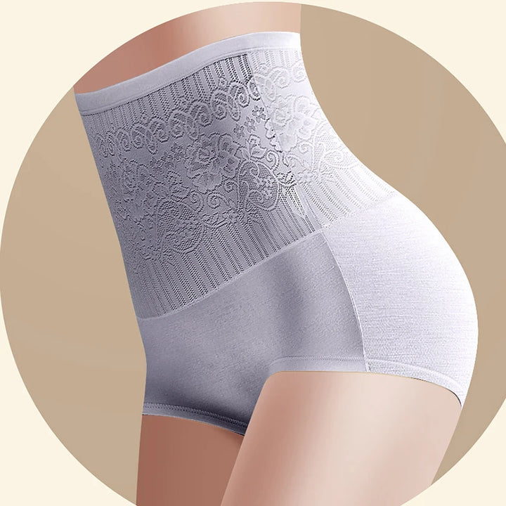 Women Cotton High Waist Underwear Sexy Lace Female Panties Shapewear Abdomen Hips Slimming Calcinha Lingerie Briefs Seamless