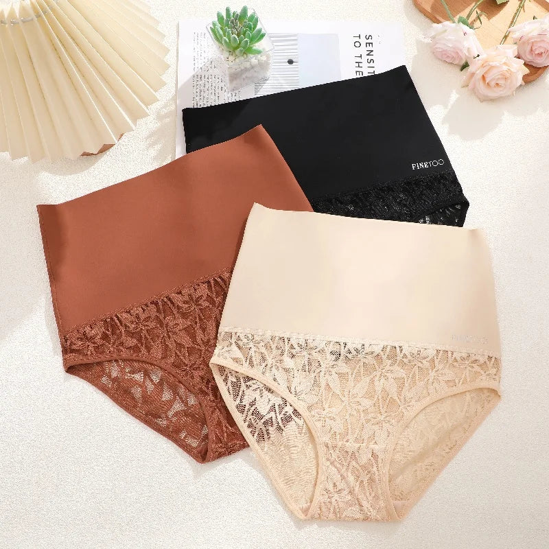 2PCS/Set Women High Waist Shapewear Panties Seamless Slimming Briefs Female Butt Lifter Tummy Underwear Hollow Breathable Panty