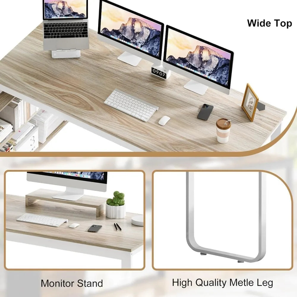 L-Shaped Office Desk with Drawers