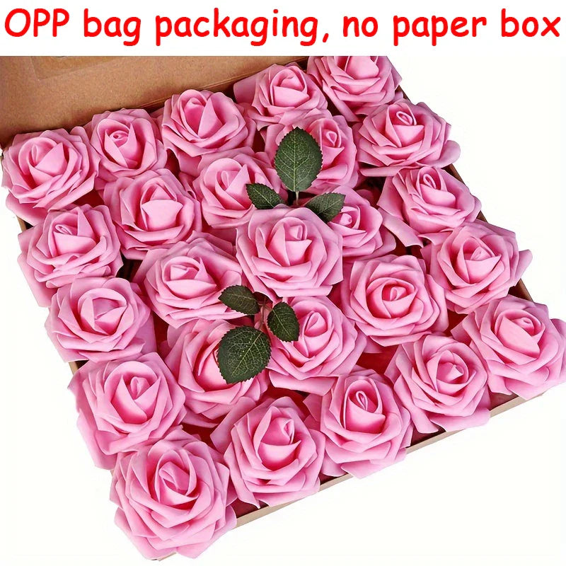 25PCS Artificial Roses with Stems for DIY