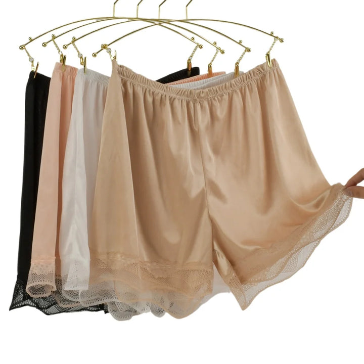 1PC Womens Silk Sleep Shorts Silky Smooth Pajama Breathable Safety Pants Summer Female Nightwear Comfortable Lace Home Underwear