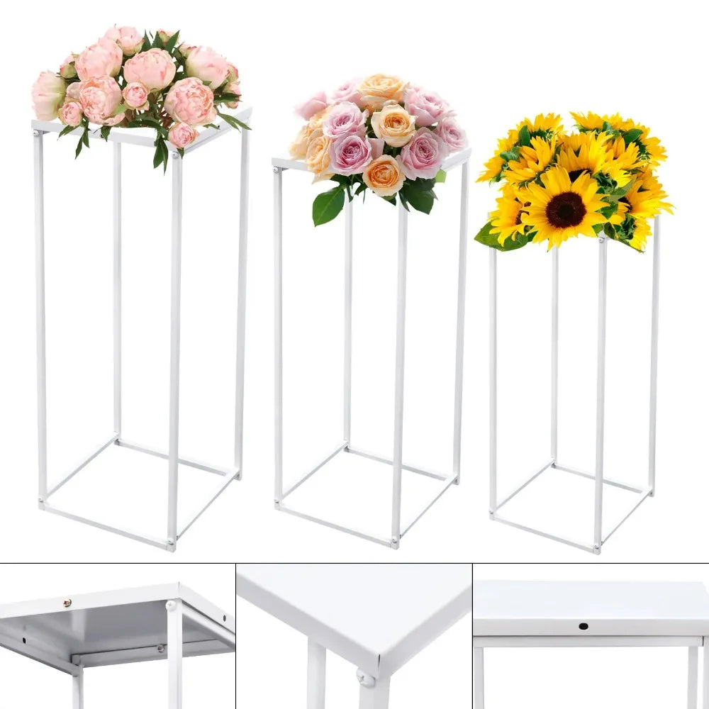 3Pcs Metal Geometric Flower Pot Rack Holder Plant Display Stand Home Decor Column Flower Stand For Wedding Party Centerpiece