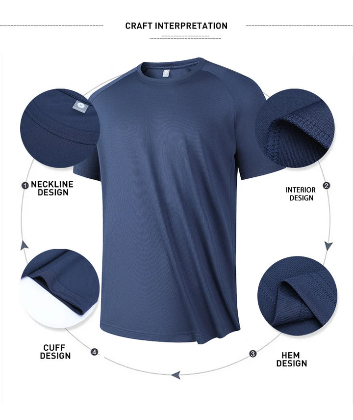 High quality men breathable fast drying running sports fitness breathable comfortable short sleeve T-shirt casual light Gym Tops