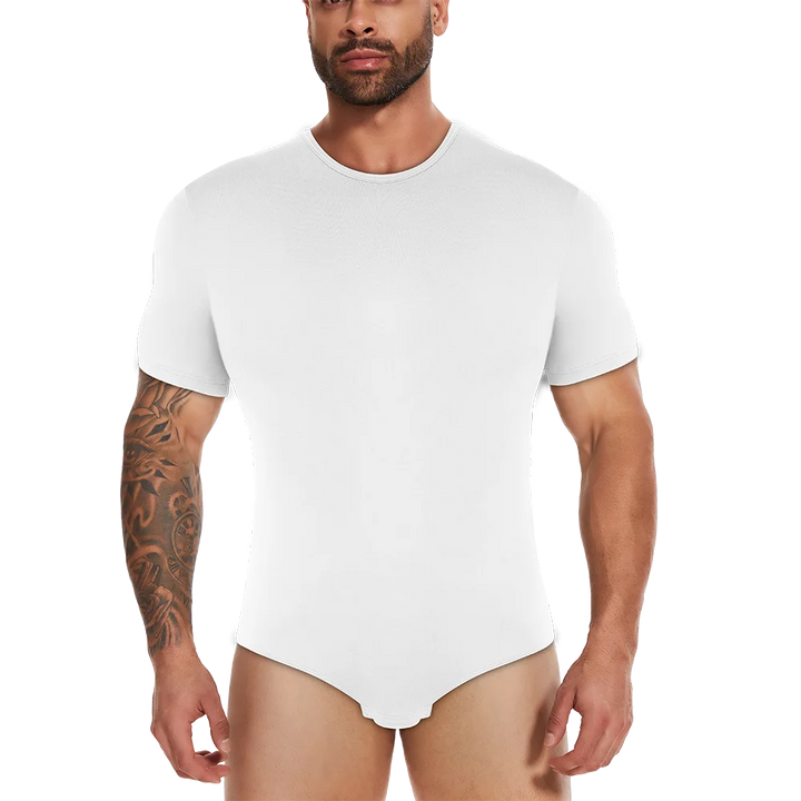 Mens Short Sleeve Full Body Shaper Bodysuit Tummy Control Romper Pajamas Waist Trainer Slimming Shapewear Underwear Undershirts