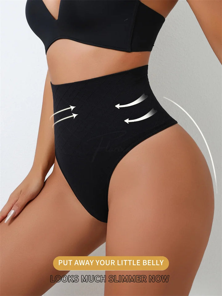 Flarixa Shapewear Thongs Tummy Shaper Panties for Women Belly Slim High Waist Control Underwear Seamless Cincher Briefs T-back