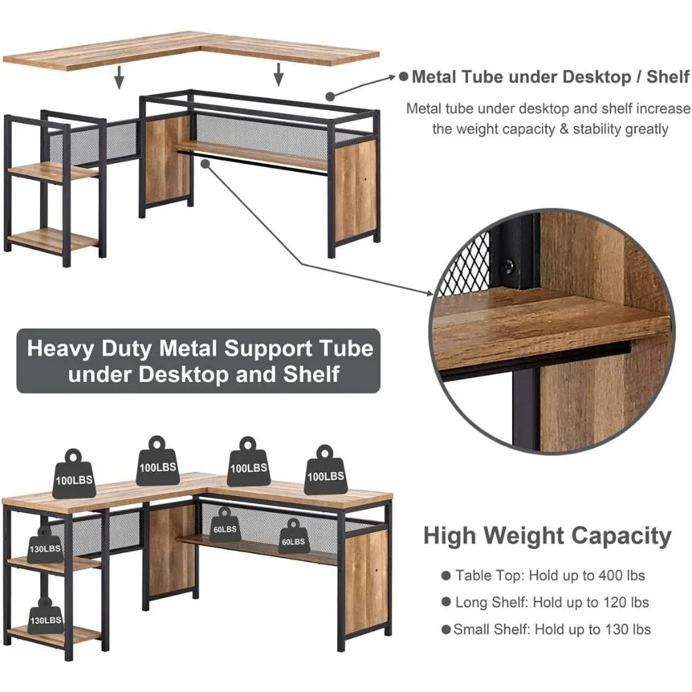 Industrial Office Desk with Storage
