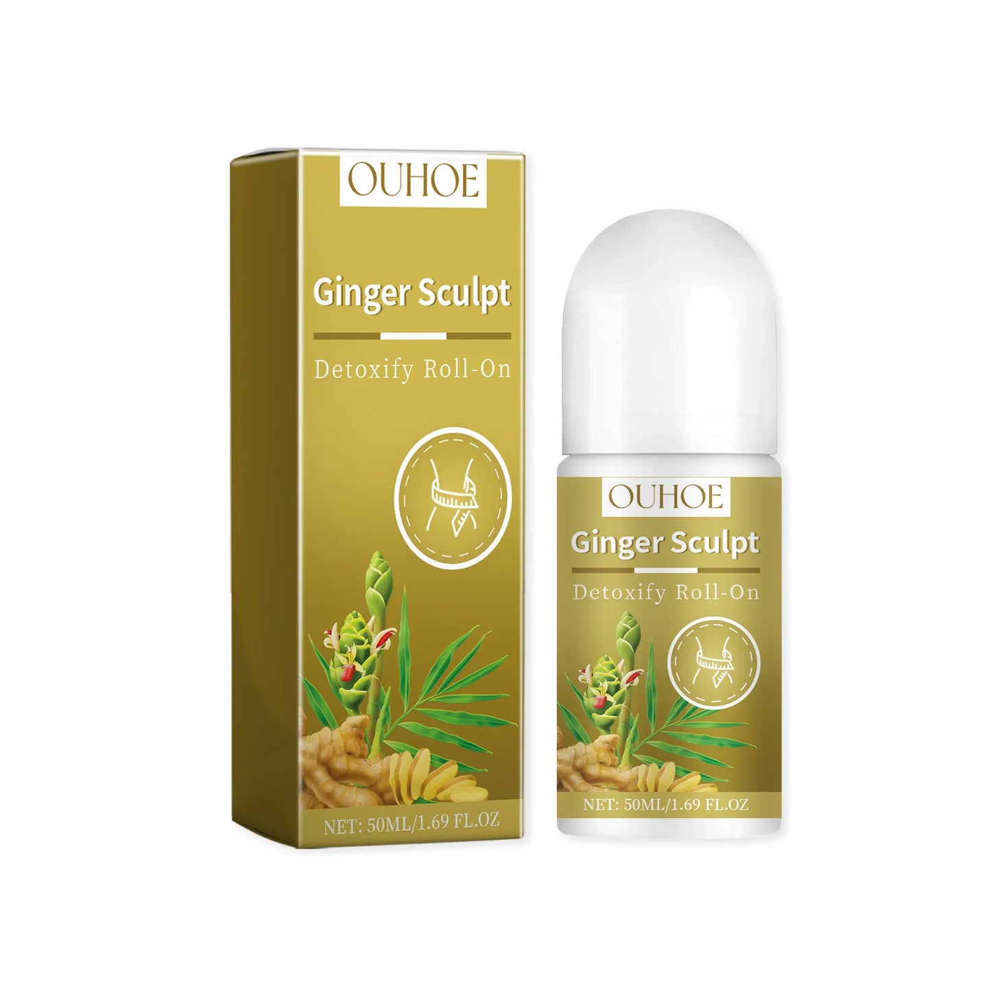 Ginger Sculpt Detoxify Roll-on Ginger Extract Increase Metabolism Promote Fat Burning Moisturizing Skin Care Body Ball Massage